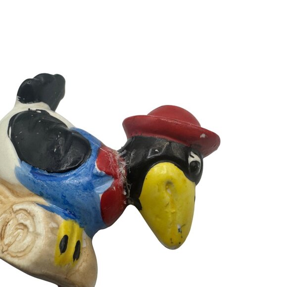 Pair Of Ceramic Cowboy Crow Salt & Pepper Shakers Hand-Painted Farmhouse - Picture 4 of 8